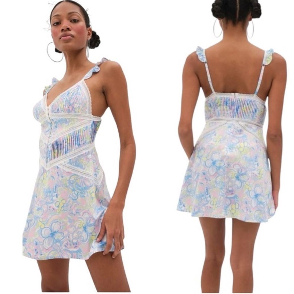 For Love And Lemons Pastel Floral Mini Dress Size L Victoria’s Secret Collab